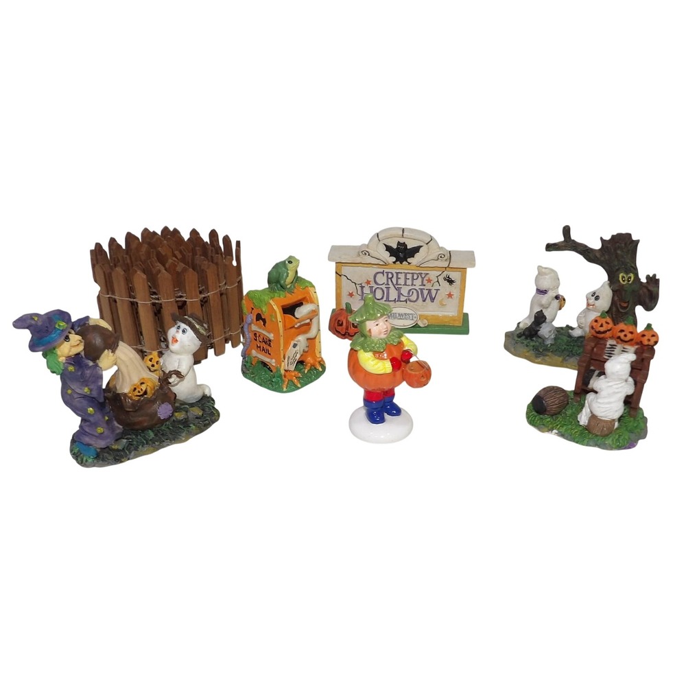 Midwest of Cannon Falls Creepy Hollow Halloween Village Figures Fence Set 7pc